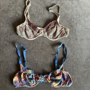 Chic Floral and Plaid Bra Set